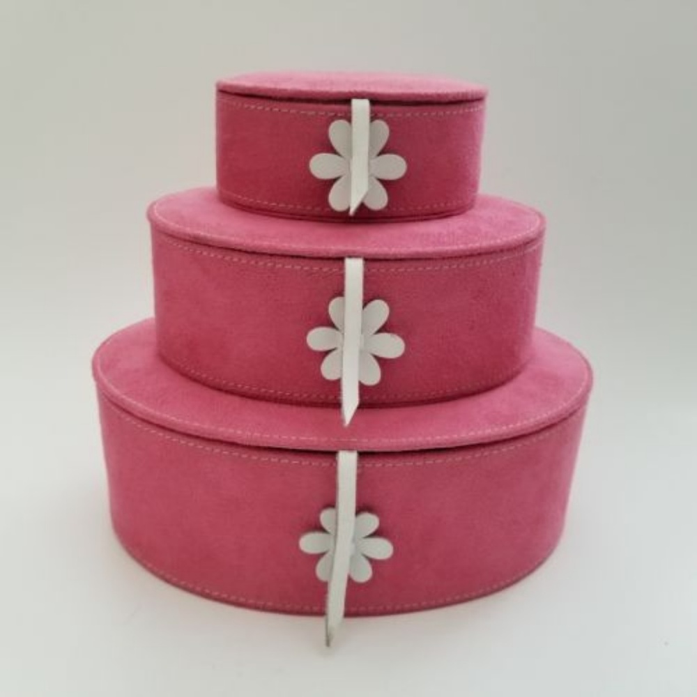 Pink Oval Stacking Jewelry Storage Trinket Boxes